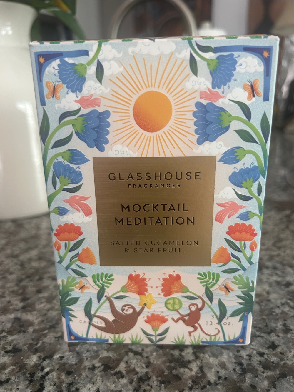 Mocktail Meditation Scented Candle - Blue & Orange Floral